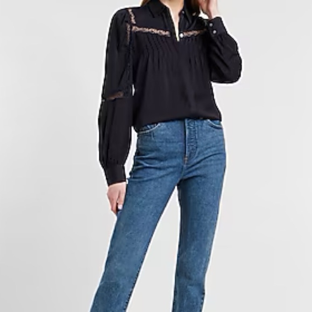 Express Lace Inset Balloon Sleeve Shirt